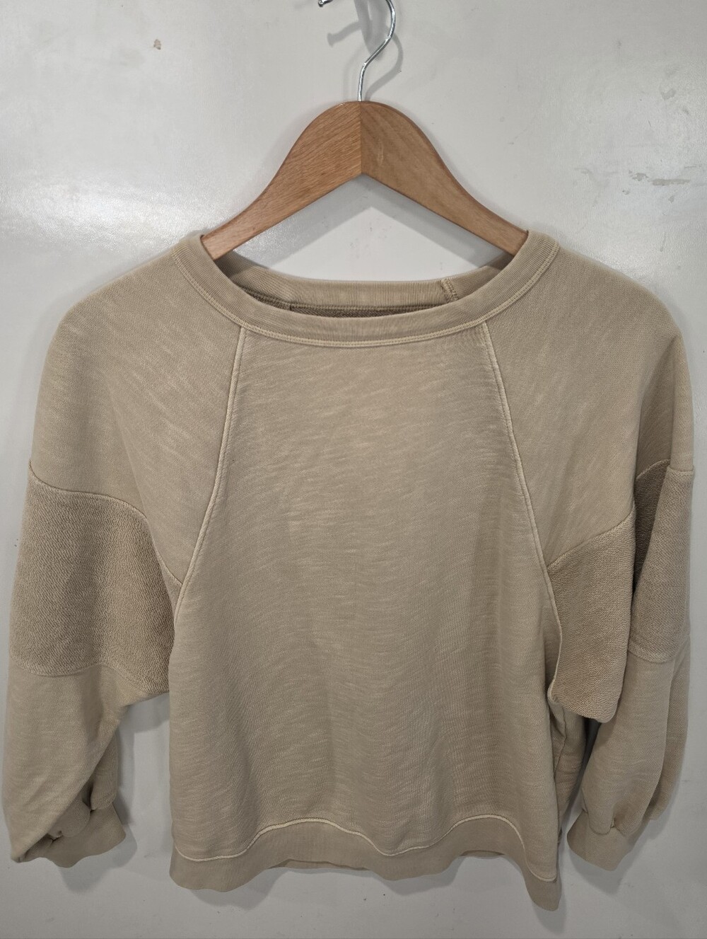 Madewell Womans Crewneck Sweater in Light Beige Size S Oversized